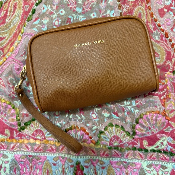 Michael Kors Brown Leather Wristlet - Picture 1 of 5